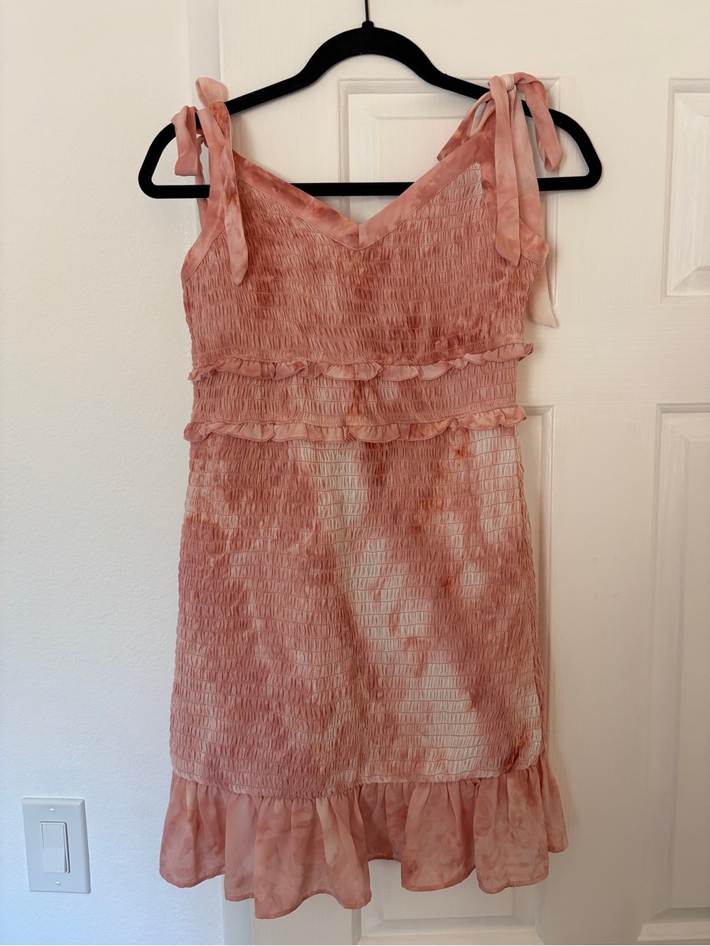 Blush Pink Mini Tie-Shoulder Dress